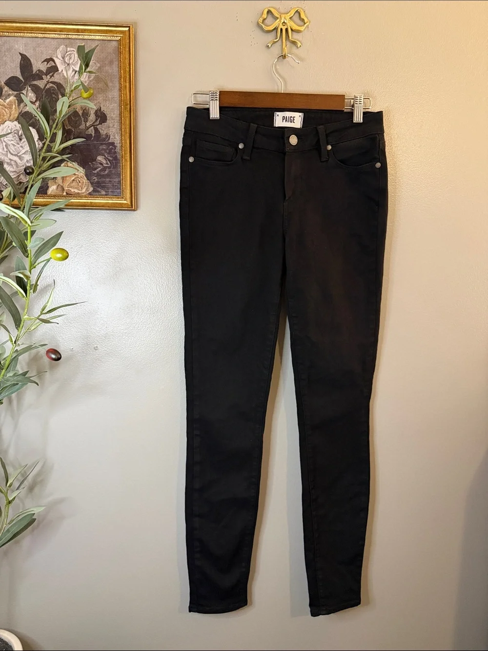 PAIGE Verdugo Ultra Skinny Jeans Size 28 Black Stretch Denim Made USA